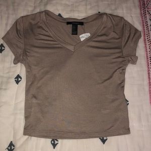 Tan v-neck crop top